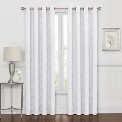 Max Blackout Prescott Grommet Top Embroidered 100% Single Curtain Panel