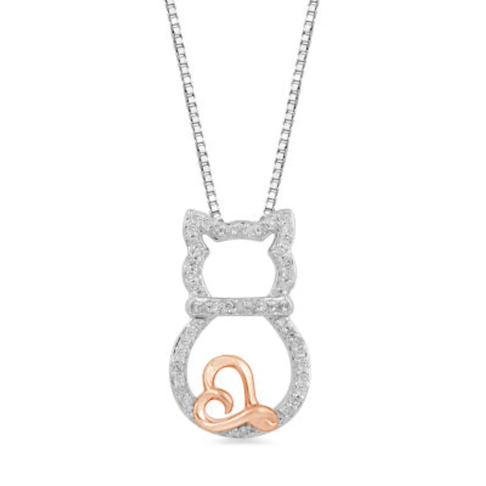 Hallmark Diamonds Womens 1/10 CT. T.W. Natural White Diamond 14K Rose Gold Over Silver 18 Inch Pendant Necklace