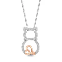 Hallmark Diamonds Womens 1/10 CT. T.W. Natural White Diamond 14K Rose Gold Over Silver Pendant Necklace