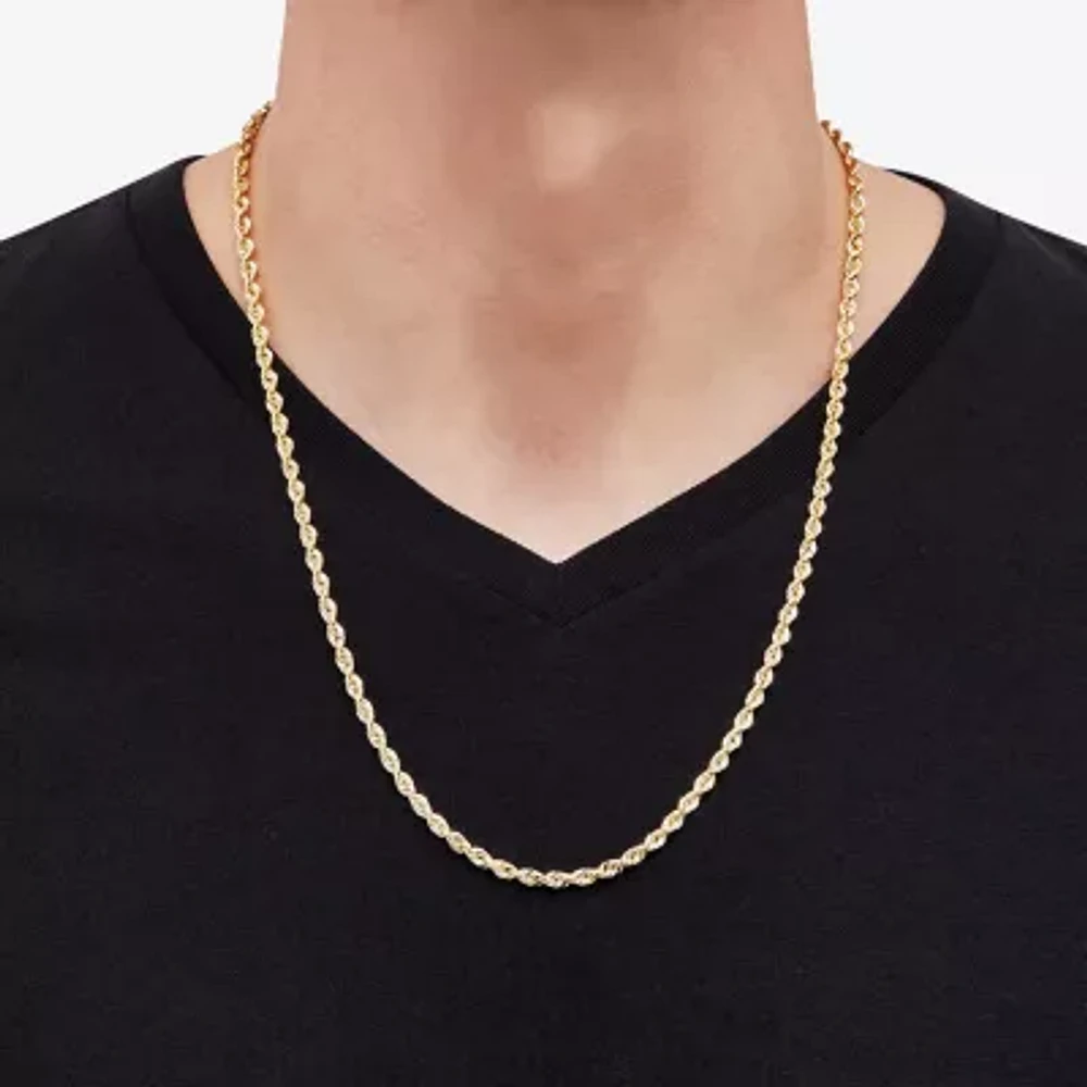 10K Yellow Gold 4mm 22"-24" Hollow Glitter Rope Chain