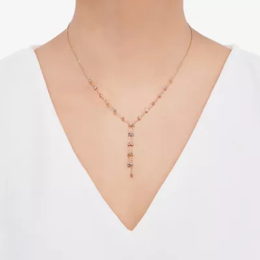 Womens Tri-Color 14K Gold Y Necklace