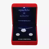 Sparkle Allure Light Up Box 2-pc. Cubic Zirconia Pure Silver Over Brass Round Sunburst Jewelry Set