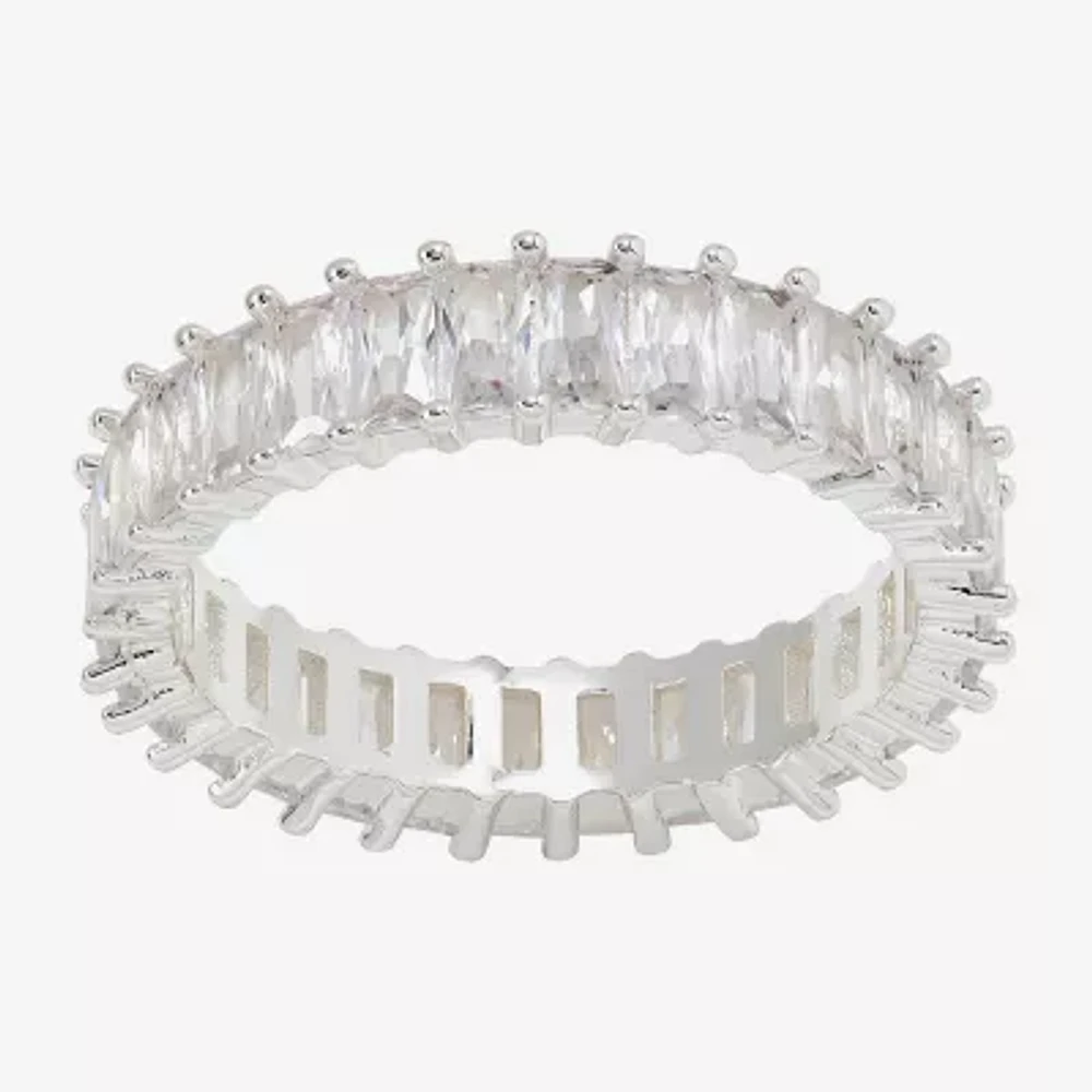 Sparkle Allure Womens 5MM Cubic Zirconia Pure Silver Over Brass Eternity Band