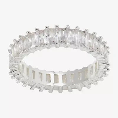 Sparkle Allure Womens 5MM Cubic Zirconia Pure Silver Over Brass Eternity Band