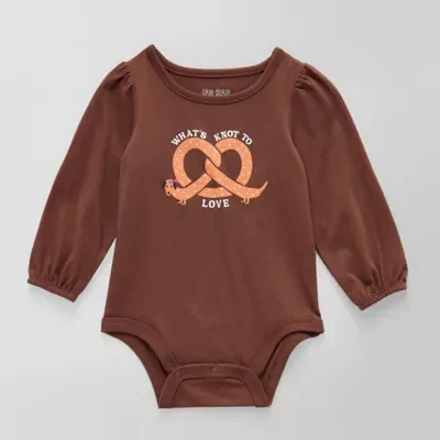 Okie Dokie Baby Girls Round Neck Long Sleeve Bodysuit