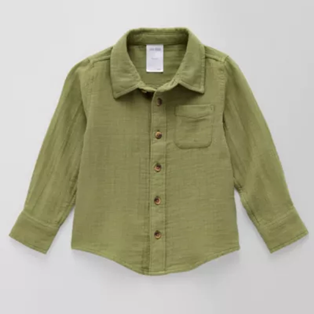 Okie Dokie Toddler & Little Boys Long Sleeve Button-Down Shirt