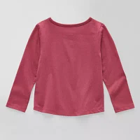 Okie Dokie Toddler & Little Girls Round Neck Long Sleeve Graphic T-Shirt