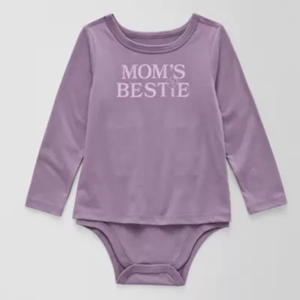 Okie Dokie Toddler Girls Adaptive Crew Neck Long Sleeve Bodysuit