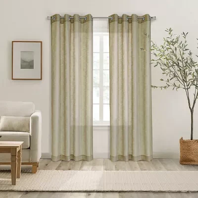 Boucle Sheer Grommet Top Single Curtain Panel