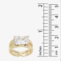 Sparkle Allure Hammered Split Shank Cubic Zirconia 14K Gold Over Brass Cocktail Ring