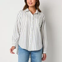 a.n.a Tall Womens Long Sleeve Oversized Button-Down Shirt