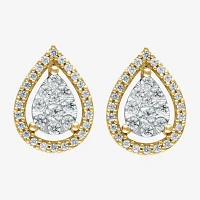 1/2 CT. T.W. Natural White Diamond 14K Two Tone Gold 11.8mm Stud Earrings