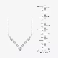 Diamond Blossom (G / Si2) Womens 1 CT. T.W. Lab Grown White Diamond 10K White Gold Chevron Necklaces