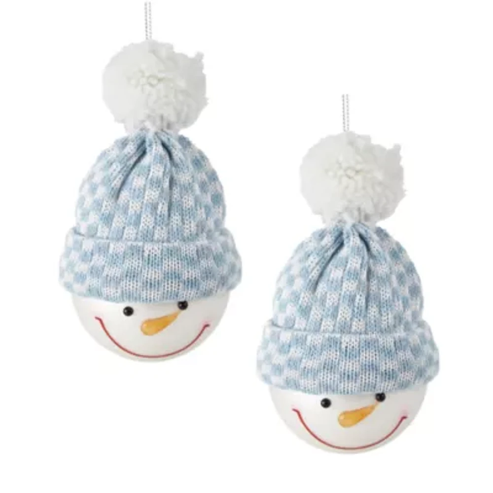 North Pole Trading Co. Snowman Head Set 2-pc. Christmas Ornament