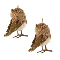 North Pole Trading Co. Sisal Owl Set 2-pc. Christmas Ornament