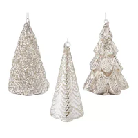 North Pole Trading Co. Silver Trees Set 3-pc. Christmas Ornament