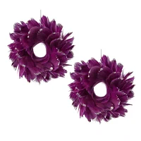 North Pole Trading Co. Purple Feather Wreath Set 2-pc. Christmas Ornament