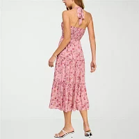 Trixxi Womens Floral Midi Fit + Flare Dress Juniors