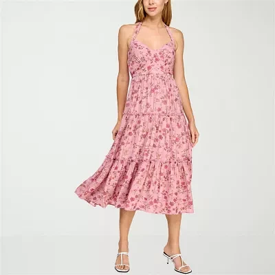 Trixxi Womens Floral Midi Fit + Flare Dress Juniors