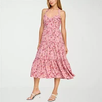 Trixxi Womens Floral Midi Fit + Flare Dress Juniors