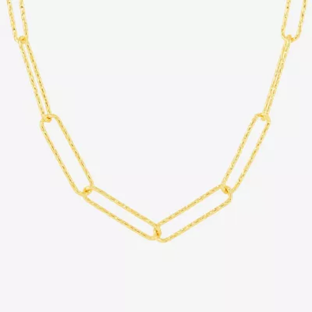 Silver Reflections Womens 18K Gold Over Brass 18 Inch Paperclip Chain Necklace