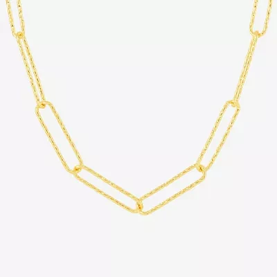 Silver Reflections Womens 18K Gold Over Brass 18 Inch Paperclip Chain Necklace