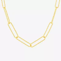 Silver Reflections Womens 18K Gold Over Brass 18 Inch Paperclip Chain Necklace
