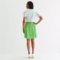 Perceptions Womens Floral Jacket Dress Petite
