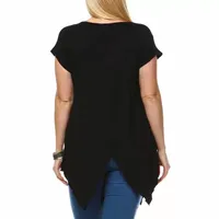 White Mark Plus Grace Womens V Neck Short Sleeve Tunic Top