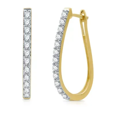 1 CT. T.W. Mined White Diamond 10K Gold 26.8mm Hoop Earrings