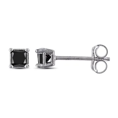 1/3 CT. T.W. Natural Black Diamond 10K White Gold 3.5mm Stud Earrings