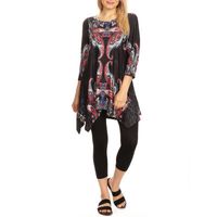 White Mark Womens Round Neck 3/4 Sleeve Tunic Top
