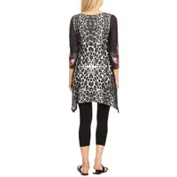 White Mark Womens Round Neck 3/4 Sleeve Tunic Top