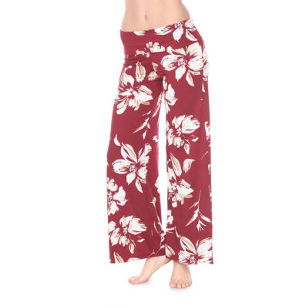 White Mark Womens Mid Rise Wide Leg Palazzo Pant