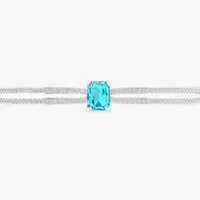 Genuine Blue Topaz Sterling Silver Bangle Bracelet