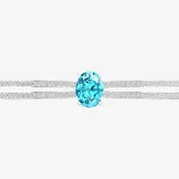 Genuine Blue Topaz Sterling Silver Bangle Bracelet