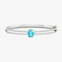 Genuine Blue Topaz Sterling Silver Bangle Bracelet