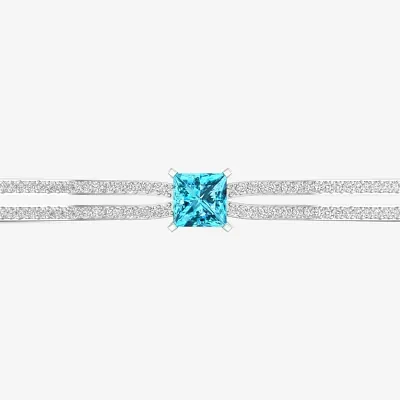 Genuine Blue Topaz Sterling Silver Bangle Bracelet