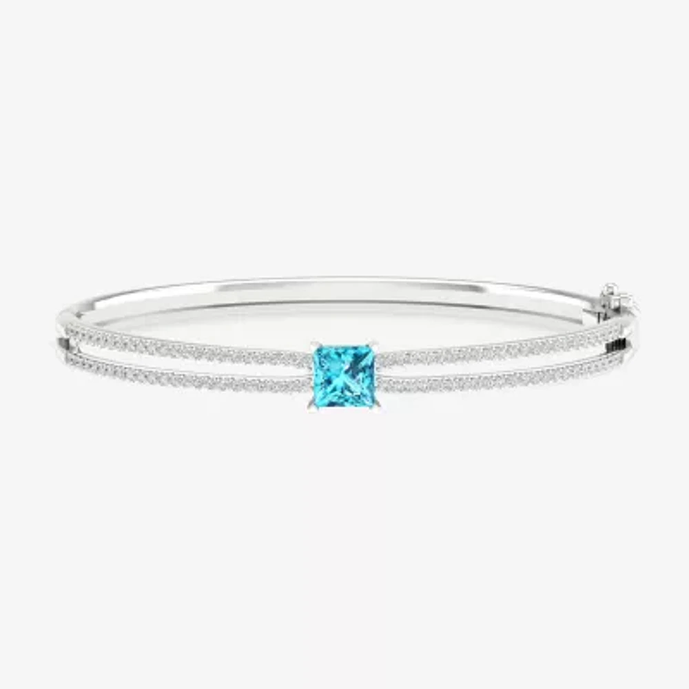 Genuine Blue Topaz Sterling Silver Bangle Bracelet