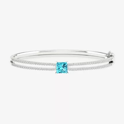 Genuine Blue Topaz Sterling Silver Bangle Bracelet