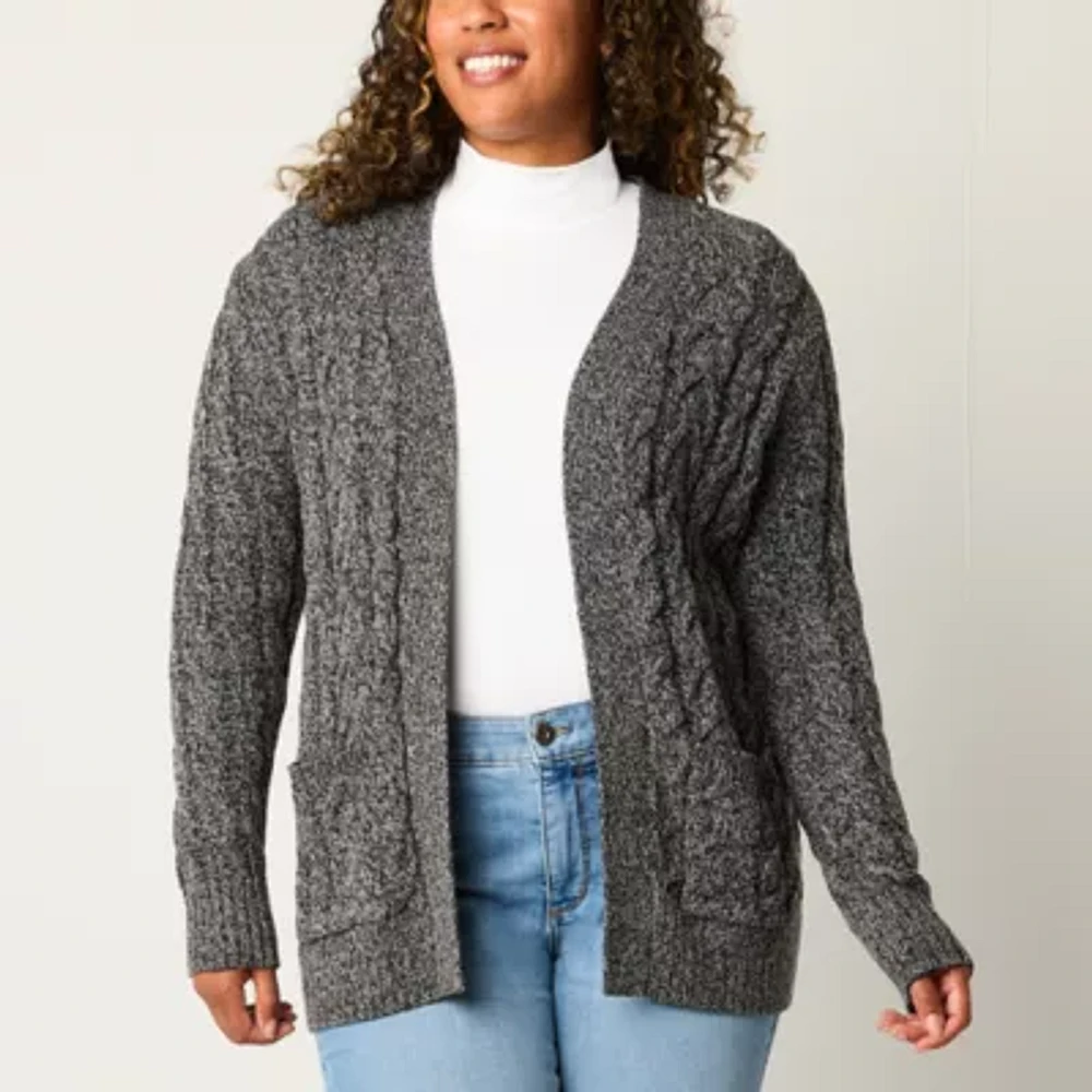 St. John's Bay Womens Long Sleeve Open Front Cardigan