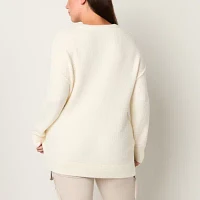 Stylus Womens Crew Neck Long Sleeve Pullover Sweater