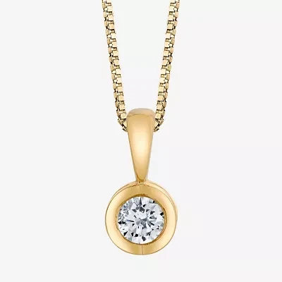 Womens 1/ CT. Natural White Diamond 14K Gold Round Pendant Necklace