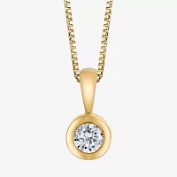 Womens 1/ CT. Natural White Diamond 14K Gold Round Pendant Necklace