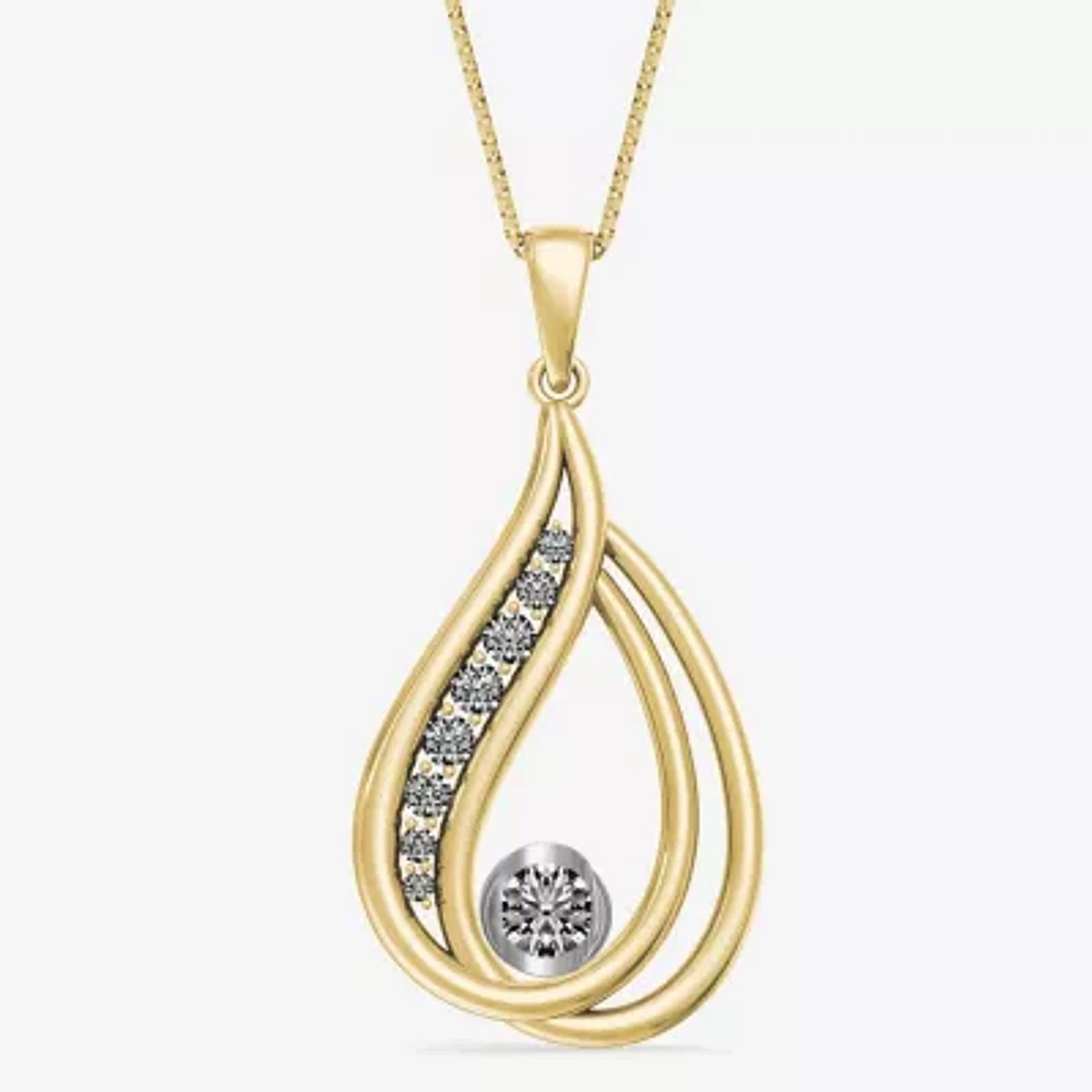 Womens 1/3 CT. T.W. Natural White Diamond 14K Gold Pendant Necklace