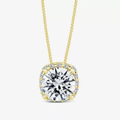 (H / Si2) Womens 1 CT. T.W. Lab Grown White Diamond 10K Gold Cushion Pendant Necklace