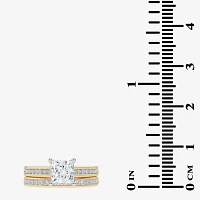 (G / Vs2-Si1) Womens 1 1/2 CT. T.W. Lab Grown White Diamond 10K Gold Side Stone Bridal Set