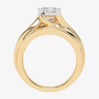 (G-H / Vs2-Si1) Womens 3 CT. T.W. Lab Grown White Diamond 10K Gold Side Stone Bypass  Engagement Ring