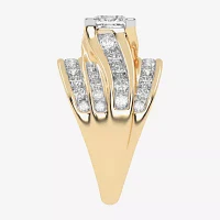 (G-H / Vs2-Si1) Womens 3 CT. T.W. Lab Grown White Diamond 10K Gold Side Stone Bypass  Engagement Ring