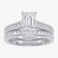 (G / Vs2-Si1) Womens 1 1/2 CT. T.W. Lab Grown White Diamond 10K Gold Side Stone Bridal Set